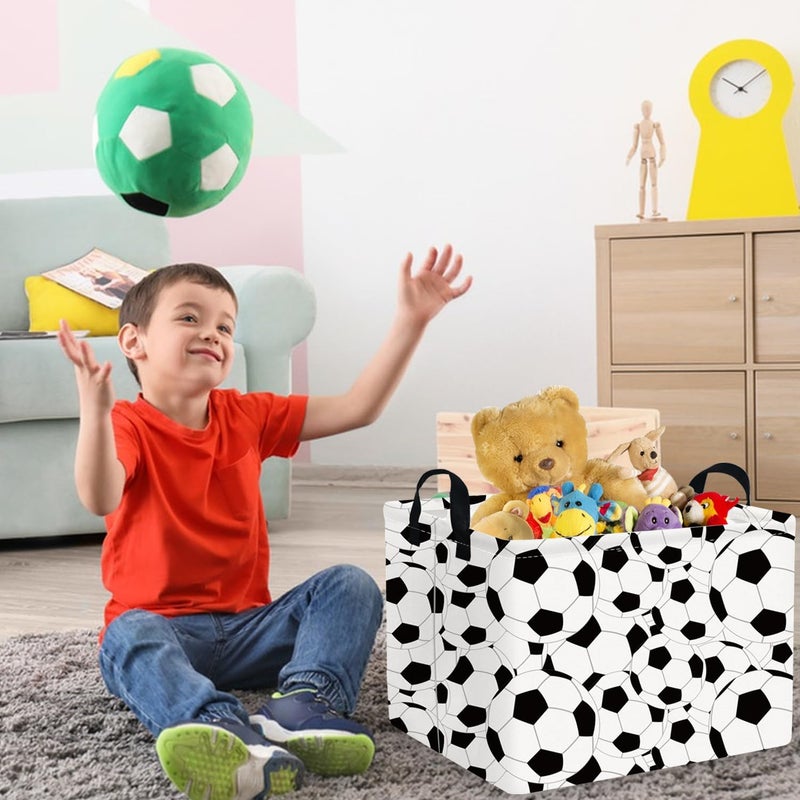FXOCSHE FXOLCSHE Rectangular Easter Soccer Basket,Sports Boys box,Collapsible waterproof college dorm laundry basket,Baby Nursery Hamper,Boys Soccer Room Decor(Big football) - Image 3